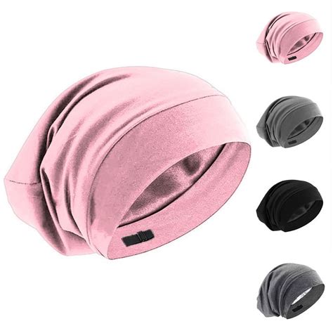 autrucker bamboo viscose satin lined sleep cap hair protection night