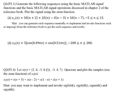 Solved Q1 P2 1 Generate The Following Sequences Using The