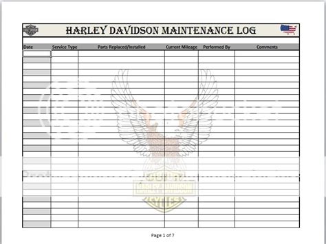 Free Custom Hd Maintenance Log Harley Davidson Forums