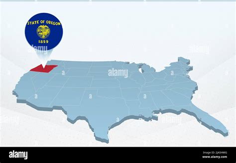 Mapa Del Estado De Oregon En El Mapa De Estados Unidos En Perspectiva