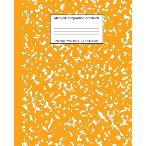 School Essentials Marbled Composition Notebook Orange Marble Wide