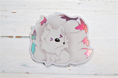 Kawaii Kitsune Yokai Holographic Sticker Fuchs Sticker Japanischer Sticker Laptop Sticker Vinyl