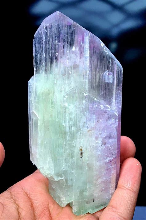 Double Terminated Bicolor Kunzite Crystal Natural Kunzite Kunzite