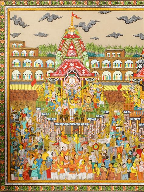 Jagannath Rath Yatra Patachitra Painting On Tussar Silk Exotic India Art