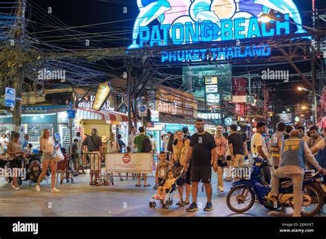 Bangla Road walking street by night in Patong. It is famous for its ...