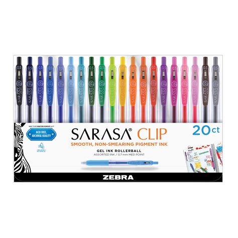 Zebra Sarasa Clip Gel Retractable Pen Set Mm Colors