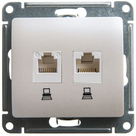 Розетка компьютерная двойная Schneider Electric Glossa RJ45 категории 5 ...