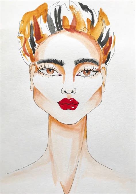 Fashion Illustration Fashion Portrait Watercolor Face Drawing Art