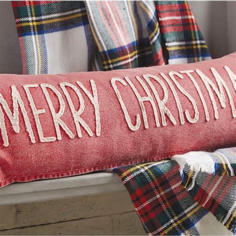 Mud Pie Merry Christmas Pillow Red X In Throw