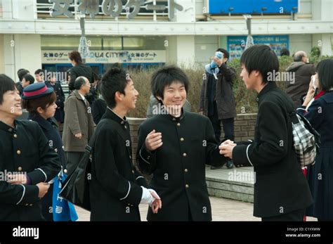 Japanese Schoolboys At Excursion Stock Photo Alamy