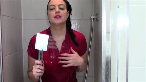 Busty Brunette Gets Piss And Cum On Her Polo Shirt