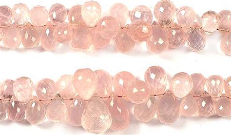 Rose Quartz Faceted Drops Exotic India Art