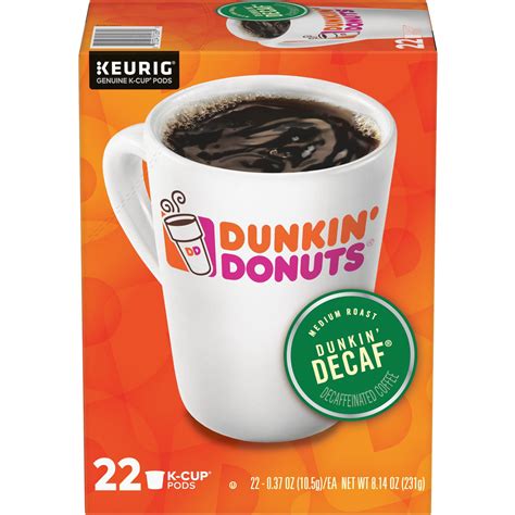 Dunkin' Donuts Decaf K-Cup Coffee Pods, Medium Roast, 22 Count For ...