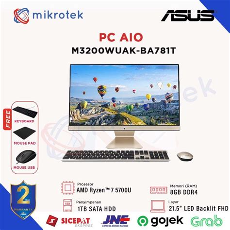 ASUS PC AIO M3200WUAK BA781T RYZEN 7 5700U 8GB 1TB 21 5 W10 BA781T