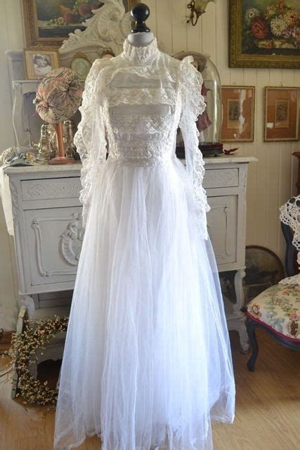 Vintage French Wedding Dress 1950s Silk Tulle Embroidered Etsy