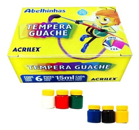 Tempera Gouache 15 Ml 6 Colores Acrilex Pct Con 12 Cajas MercadoLibre