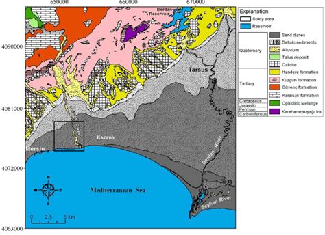 Geology Map Of The Study Area And Surrounding Region Coordinates Are