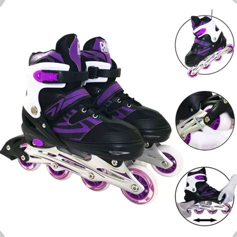 Patins Inline Ajust Vel Radical Roxo E Preto Frete Gr Tis