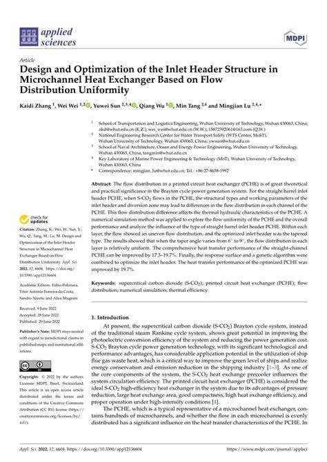 Pdf Design And Optimization Of The Inlet Header Structure In