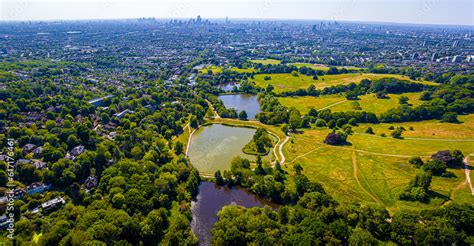 Aerial View Of Hampstead Heath A Grassy Public Space And One Of The