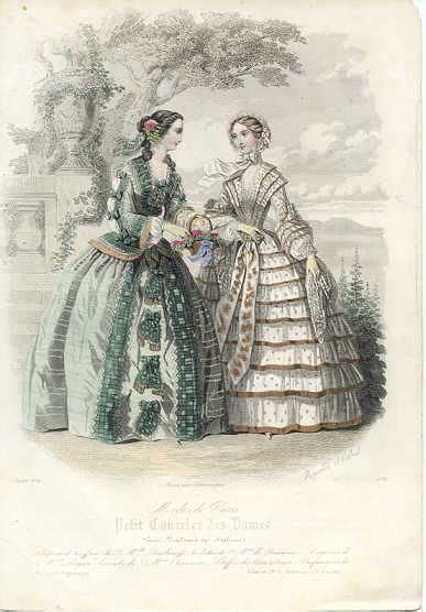 Fashion Plate C 1850s Flounces And Bell Sleeves Victorian Dress