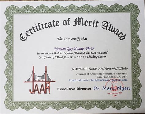 Certificate of Merit Award | BestAmericanJournals