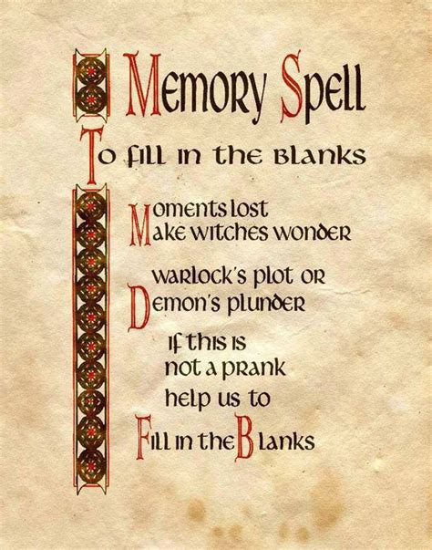 Memory Spell Witch Spell Book Magic Spell Book Witchcraft Spell Books