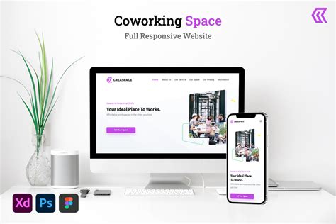 working space web landing page graphic  uicreativenet creative fabrica