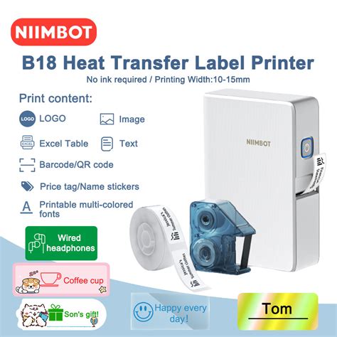 Niimbot B18 Label Printer Portable Wireless Bluetooth Connection No Ink Required Mobile