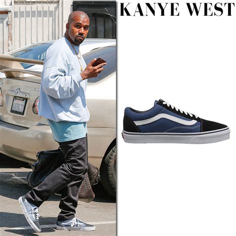 Kanye West In Navy Canvas Vans Sneakers