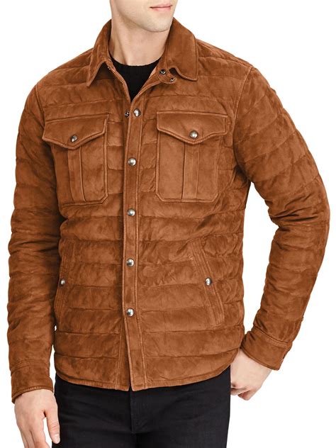 Lyst Polo Ralph Lauren Suede Down Quilted Jacket In Brown For Men