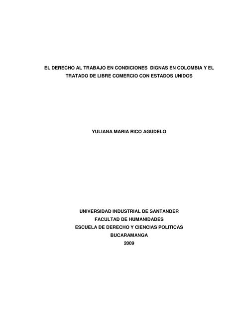 Condiciones Laborales Dignas En Colombia EL DERECHO AL TRABAJO EN