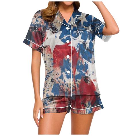 Ehqjnj Female Patriot Day Womens Independence Day Gradient Print