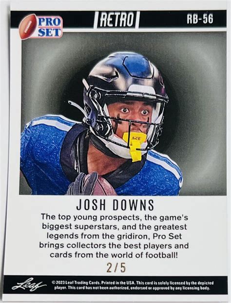 Josh Downs Leaf Pro Set Metal Retro Rookie Black Mojo Prizm Colts