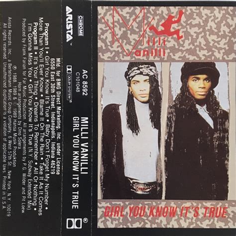 Milli Vanilli Girl You Know Its True 1989 Bmg Dolby Chrome