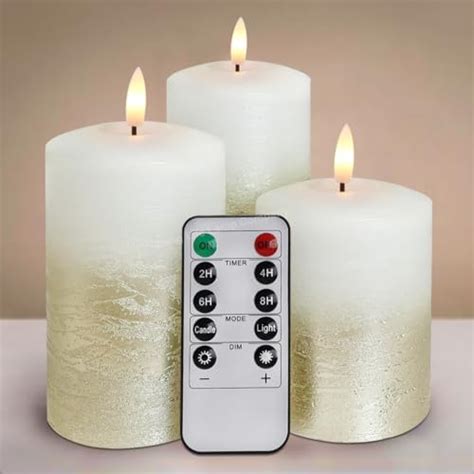 Mega Socket Led Wax Flameless Candles Gold Painted And White Flicker