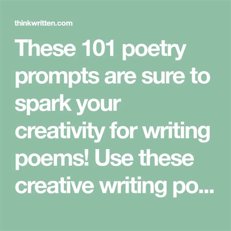 101 Poetry Prompts And Creative Ideas For Writing Poems Thinkwritten