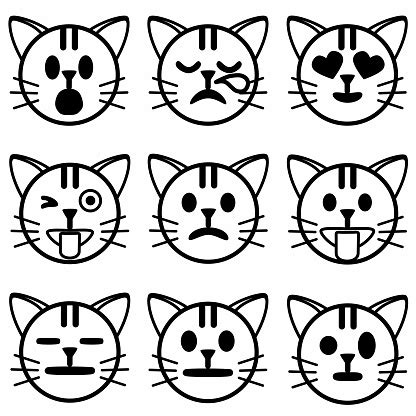 Cats Face Emoji Stock Illustration - Download Image Now - Abstract, Animal, Art - iStock