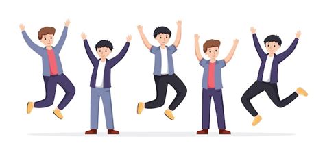 Premium Vector Group Of Man Happy Dance Movements Isolated