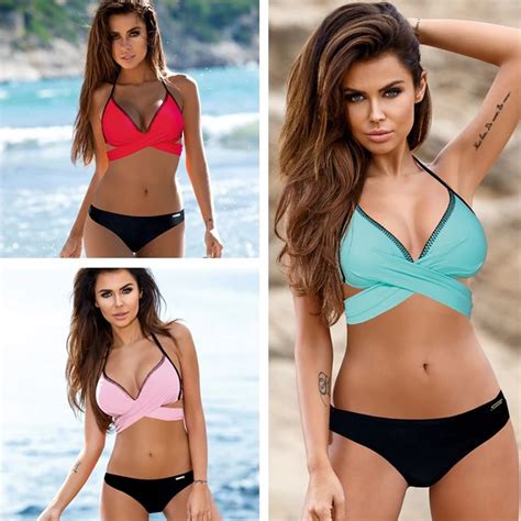 ESSV 2019 Sexy Bikini Women Swimsuit Push Up Swimwear Criss Cross