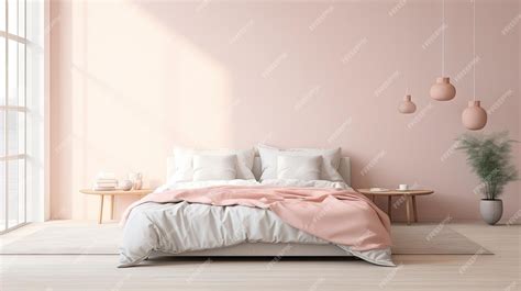 Premium Photo | A pastel pink bedroom interior in a home mockup