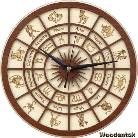 Handmade Zodiac Clock In Wood Worldwide Shipping Available In