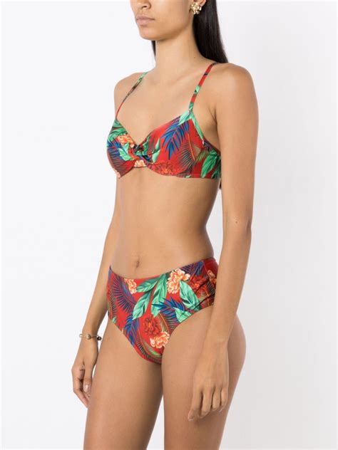 Lygia Nanny Veronica Botanical Print Bikini In Red Modesens