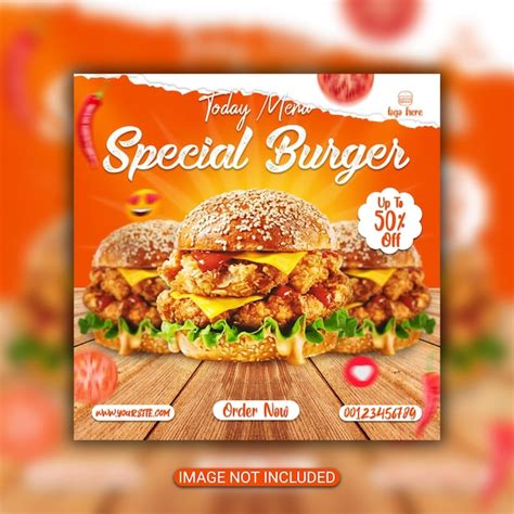 Premium Psd Burger Menu Flyer Post Fastfood