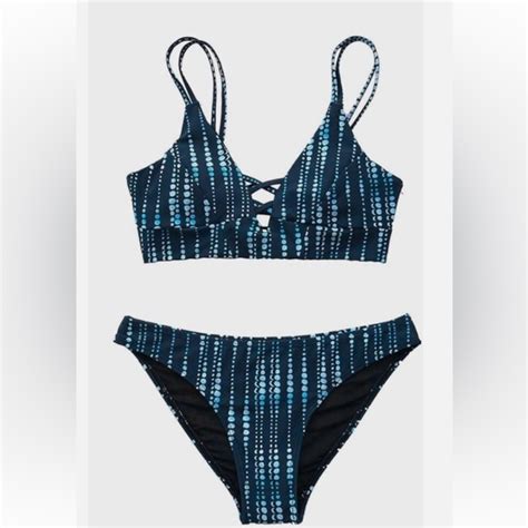 Cupshe Swim Cupshe Bikini Swimsuit Womens Blue White Polka Dot Size L Poshmark