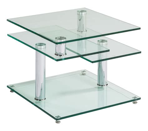 Table basse verre et chromé DINO 2 avec 2 plateaux pivotants Table