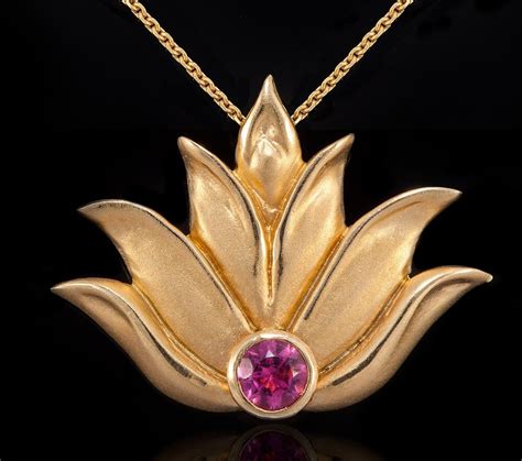 Lotus Necklace Lotus Flower Necklace Lotus Pendant 14k