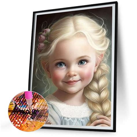 D Diy Full Round Drill Diamond Painting Big Eyed Girl Kit Home Decor