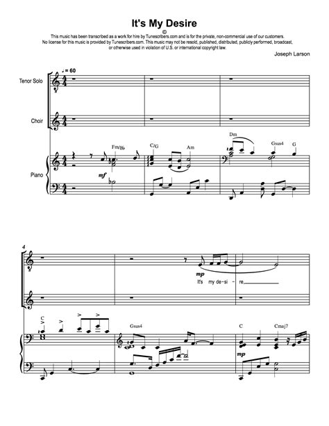 Tunescribers | It's My Desire | Sheet Music