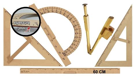 Kit Geom Trico Do Professor Mdf R Gua Cm Compasso Para Quadro